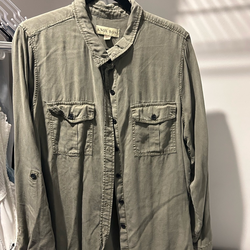 Knox Rose Olive Button Down Shirt